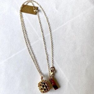 NWT Moonstone Gold pinecone necklace on fine gold chain.